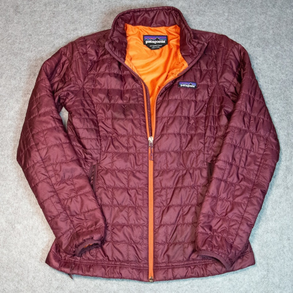 Patagonia Nano Puff Jacket Womens XS Burgundy Red Quilted PrimaLoft Full Zip